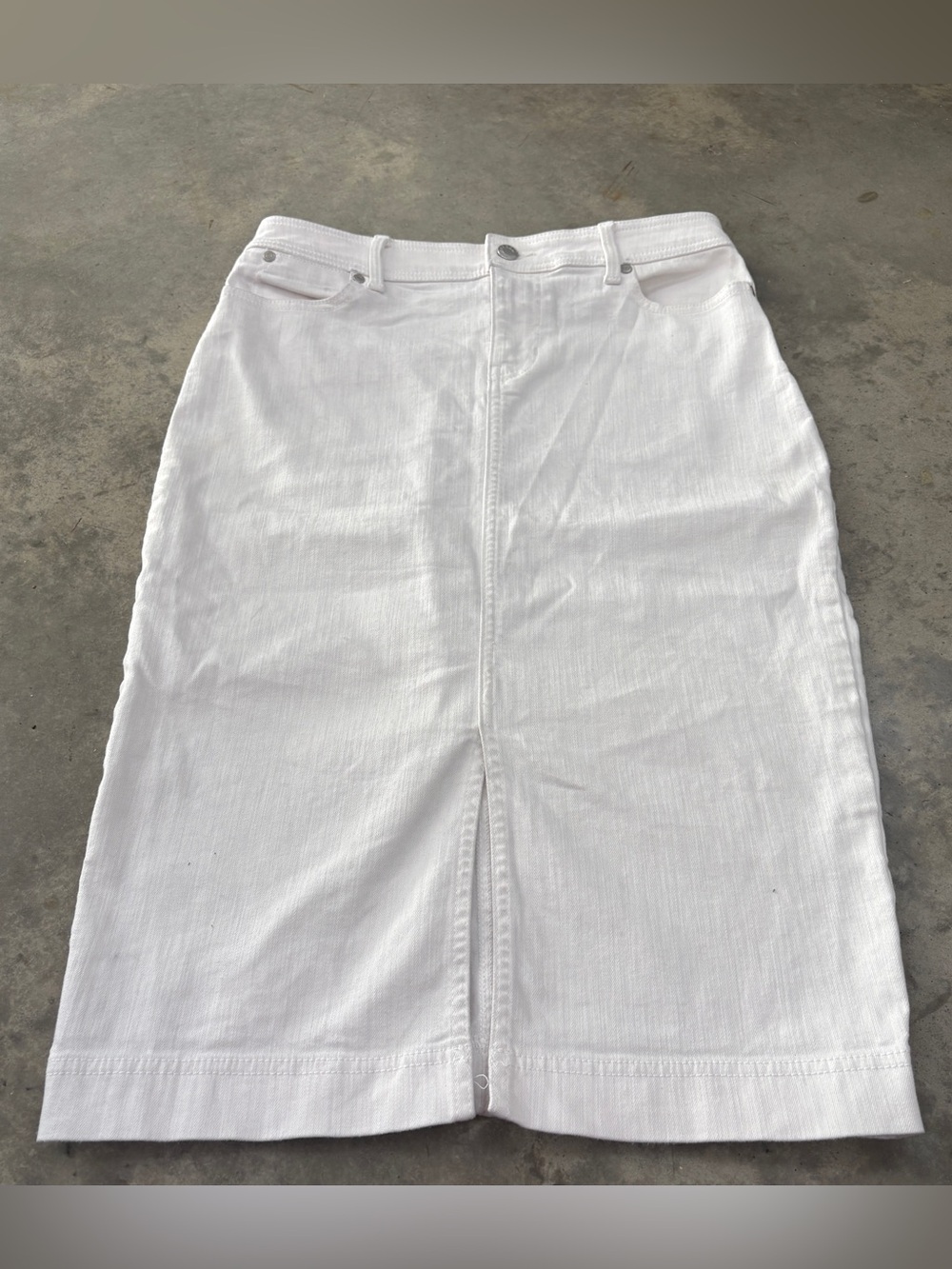 Talbots White Denim Pencil Skirt 4Petite